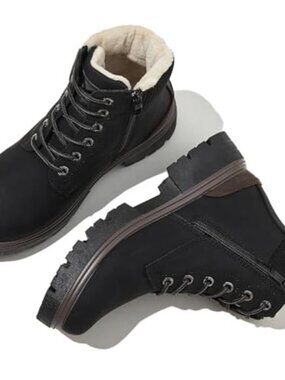 Womens Ankle Boots Waterproof Snow Boots Fur Lined Combat Hiking Winter